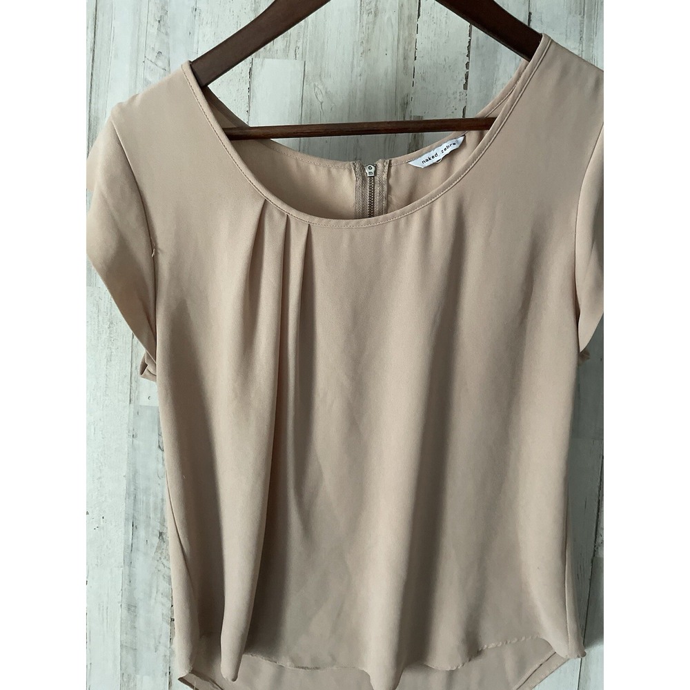 Naked Zebra Beige Blouse Zip Backing Size Medium